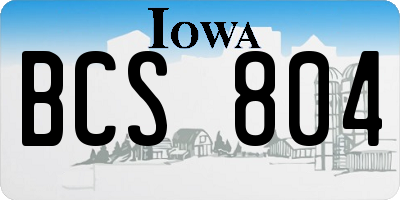 IA license plate BCS804