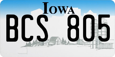 IA license plate BCS805