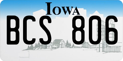 IA license plate BCS806