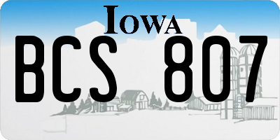 IA license plate BCS807