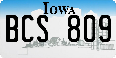IA license plate BCS809