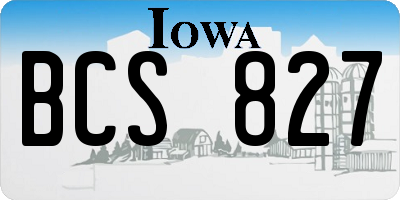 IA license plate BCS827