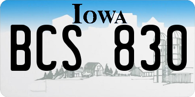 IA license plate BCS830