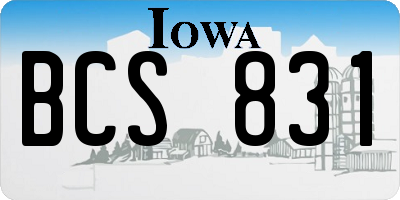 IA license plate BCS831
