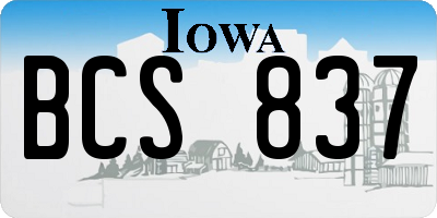 IA license plate BCS837