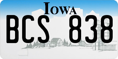 IA license plate BCS838