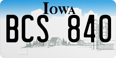 IA license plate BCS840