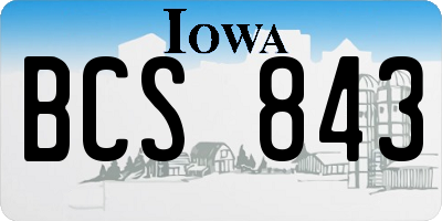 IA license plate BCS843