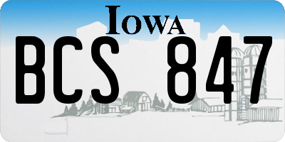 IA license plate BCS847