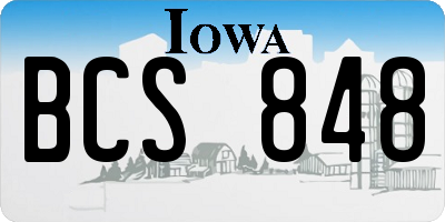 IA license plate BCS848