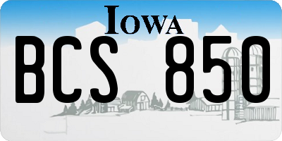 IA license plate BCS850