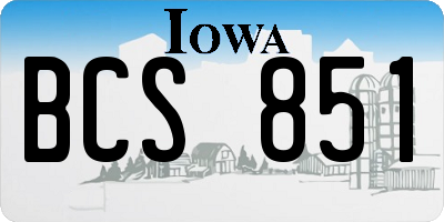 IA license plate BCS851