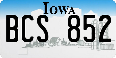 IA license plate BCS852