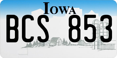 IA license plate BCS853