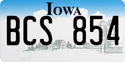IA license plate BCS854