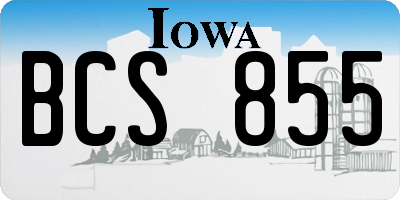 IA license plate BCS855