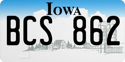 IA license plate BCS862