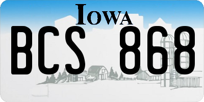 IA license plate BCS868