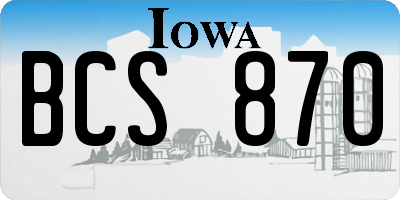 IA license plate BCS870