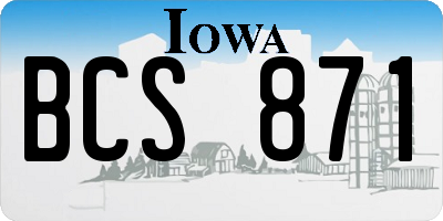 IA license plate BCS871