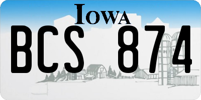 IA license plate BCS874