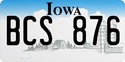 IA license plate BCS876