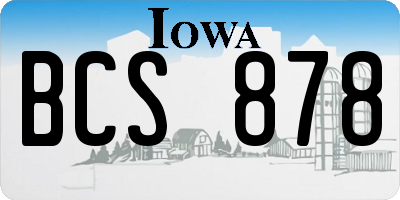 IA license plate BCS878