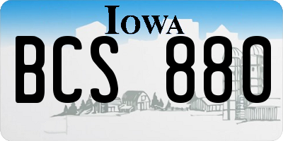 IA license plate BCS880
