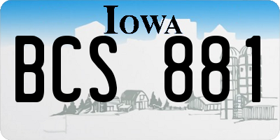 IA license plate BCS881