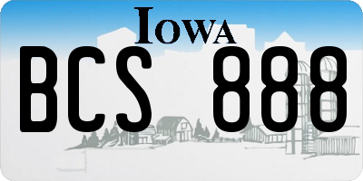 IA license plate BCS888
