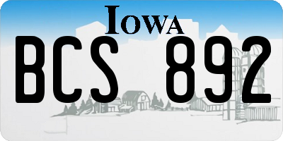IA license plate BCS892