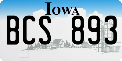 IA license plate BCS893