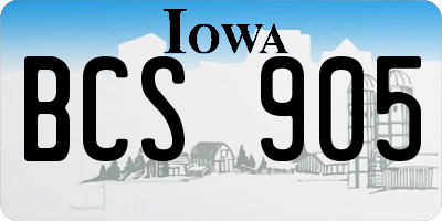 IA license plate BCS905