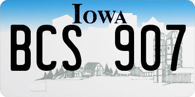 IA license plate BCS907