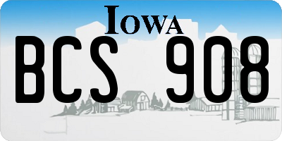 IA license plate BCS908