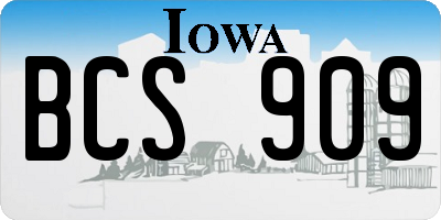 IA license plate BCS909