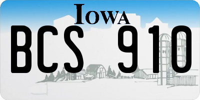 IA license plate BCS910