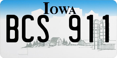 IA license plate BCS911