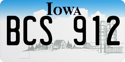 IA license plate BCS912