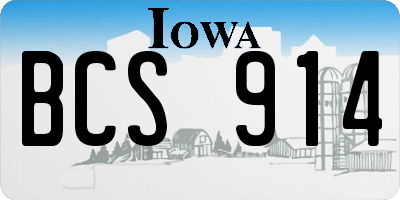 IA license plate BCS914