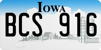 IA license plate BCS916