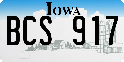 IA license plate BCS917