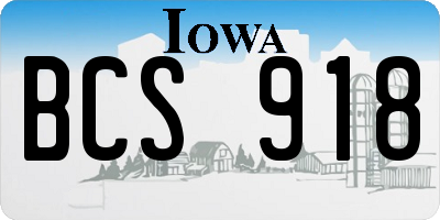 IA license plate BCS918