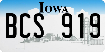 IA license plate BCS919