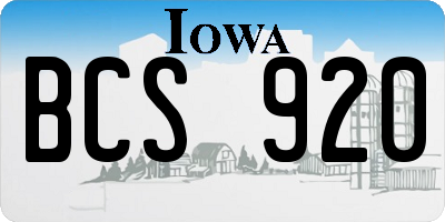 IA license plate BCS920