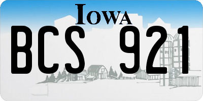IA license plate BCS921
