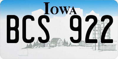 IA license plate BCS922