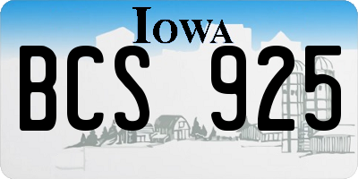 IA license plate BCS925
