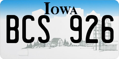 IA license plate BCS926