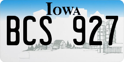 IA license plate BCS927